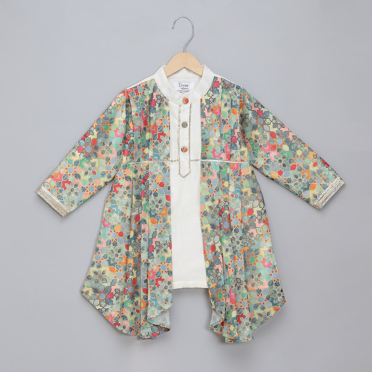 Kaliedoscope pleated Ethnic kurta set