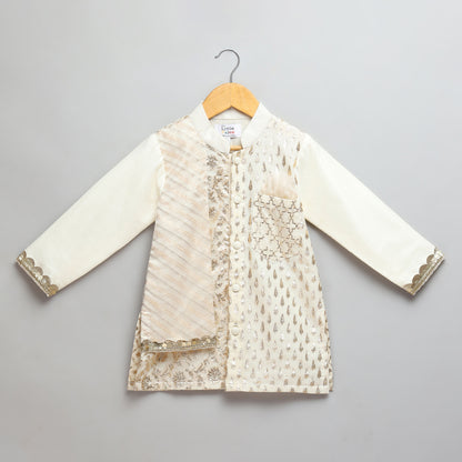 Offwhite multi zari panelled kurta Pyjama