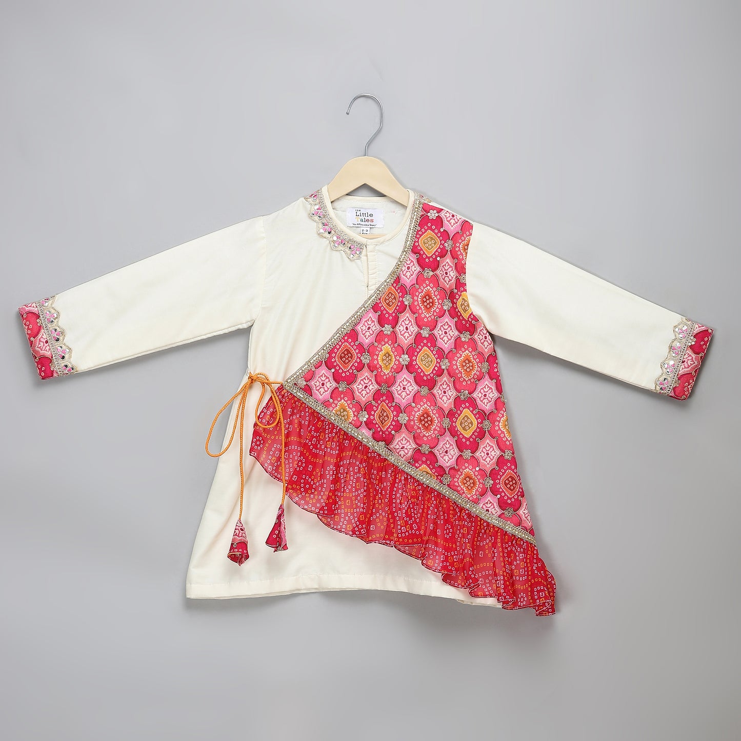 Off white bandhini angrakha printed Dhoti set