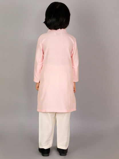 Pastel Pink Kurta with Attached Jacket and Pyjama