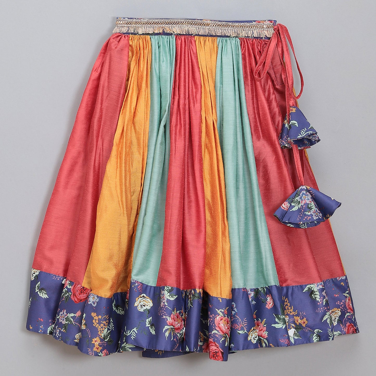 Purple Floral printed off shoulder lehnga set with attached dupatta (Sale)