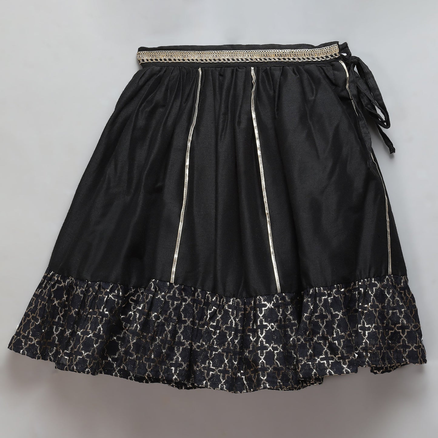 Black chanderi off shoulder lehnga set (Sale)