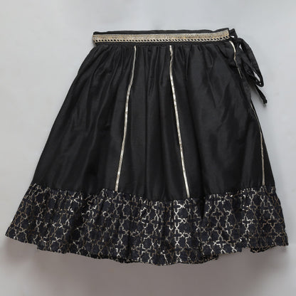 Black chanderi off shoulder lehnga set (Sale)