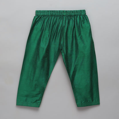 Green Kurta Pyjama with Attached Brocade jacket -1