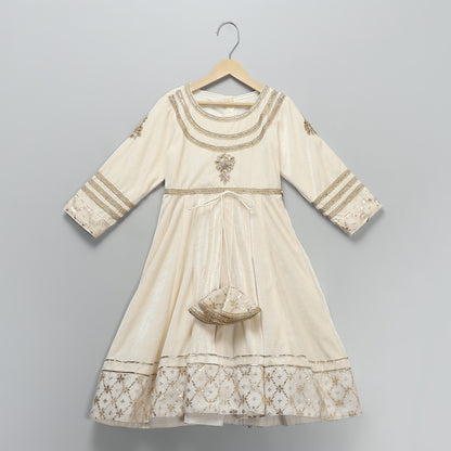 Off white color anarkali set with duppata (Sale)