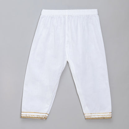 Eid embroidered White Green  Kurta Pyjama set