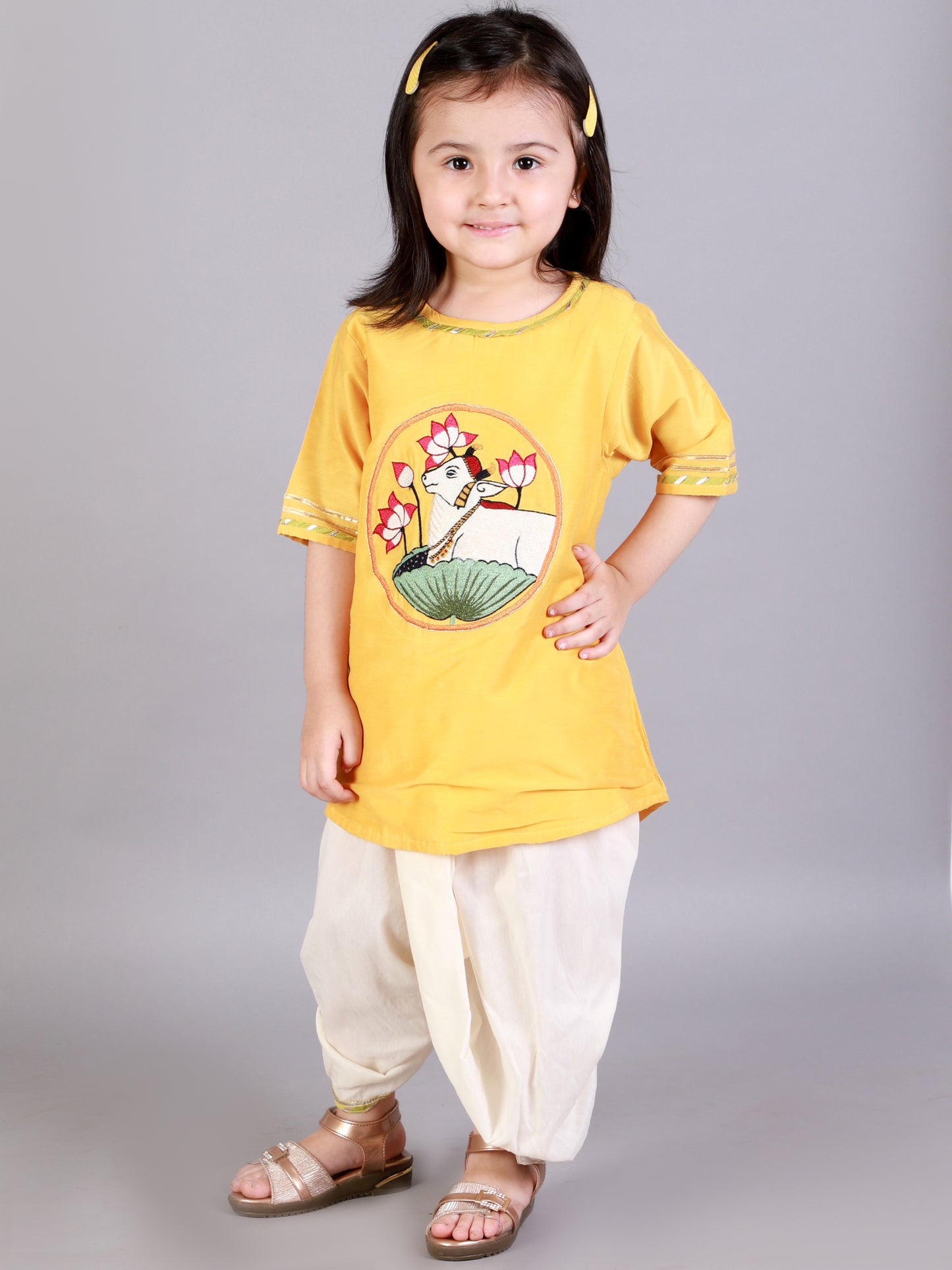 Pichwai embroidered Kurta Dhoti