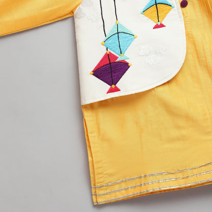 Kite embroidered Yellow Kurta Pyjama set