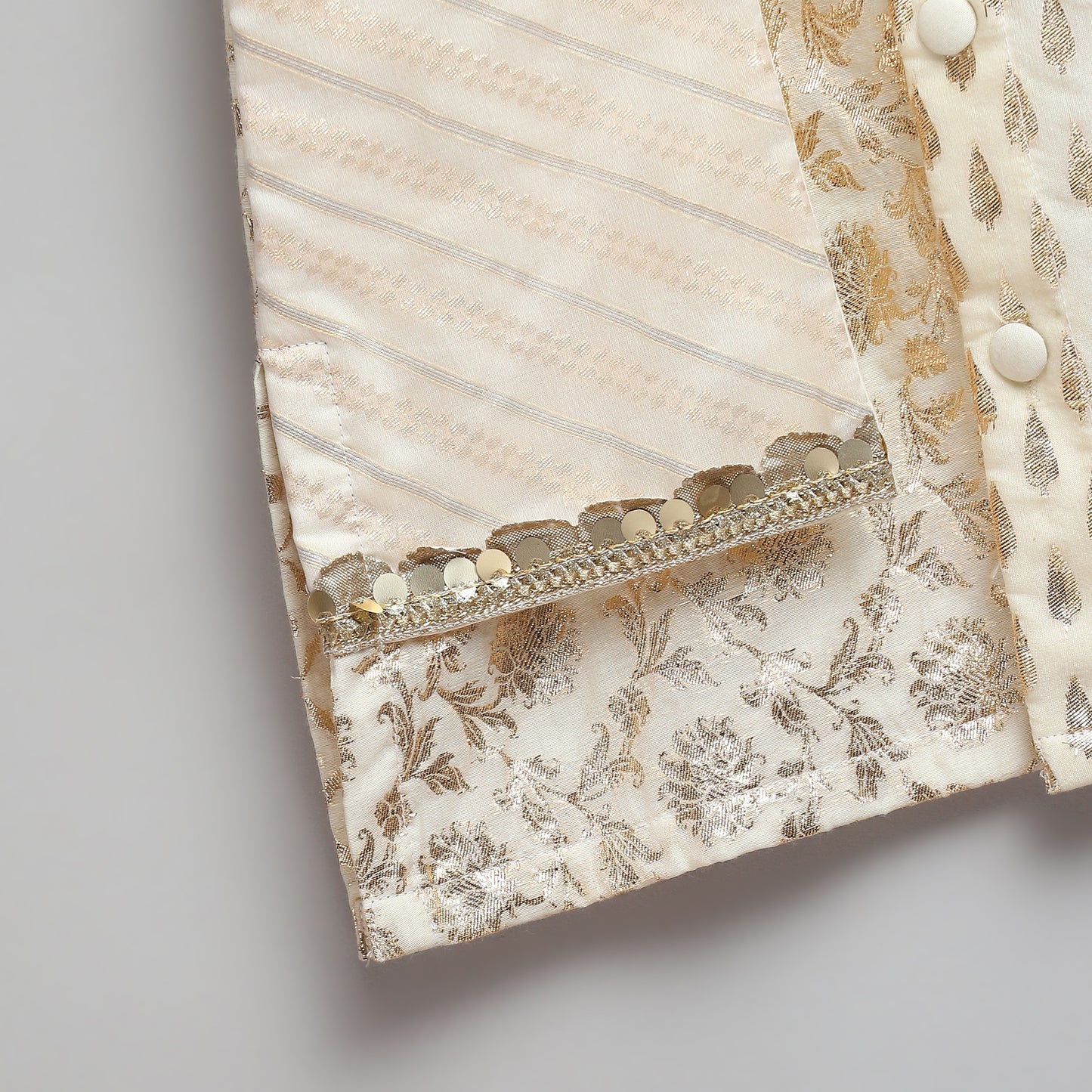 Offwhite multi zari panelled kurta Pyjama