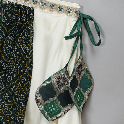 Green Bandhini peplum blouse lehnga set