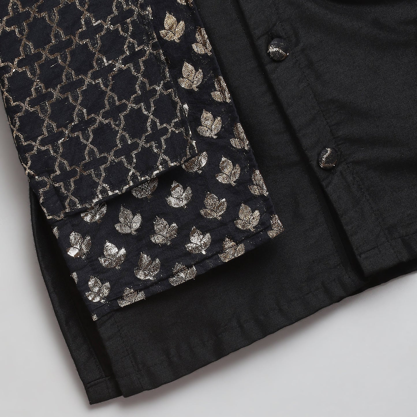 Black Kurta Pyjama with Attached jacket (Sale)