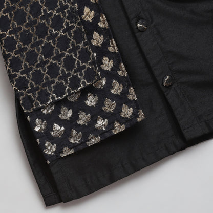Black Kurta Pyjama with Attached jacket (Sale)