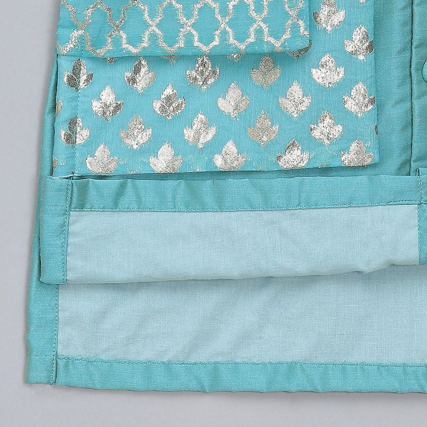 Blue Kurta Pyjama with Attached jacket