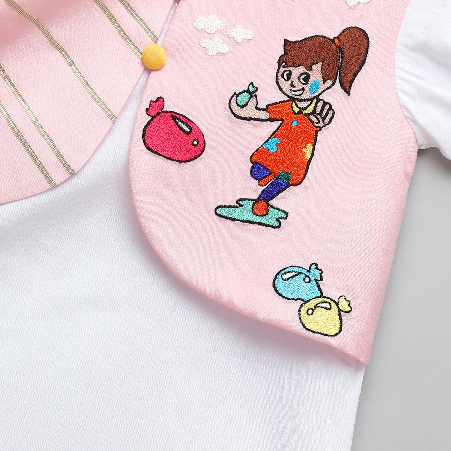 Holi Hai Girl Embroidered  Kurta Pyjama set