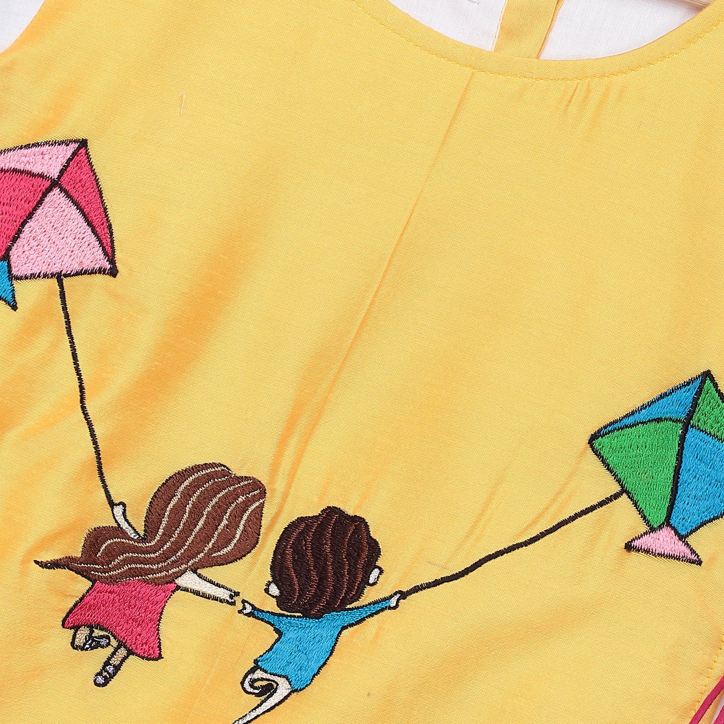Kite embroidered Yellow white frock Pyjama set