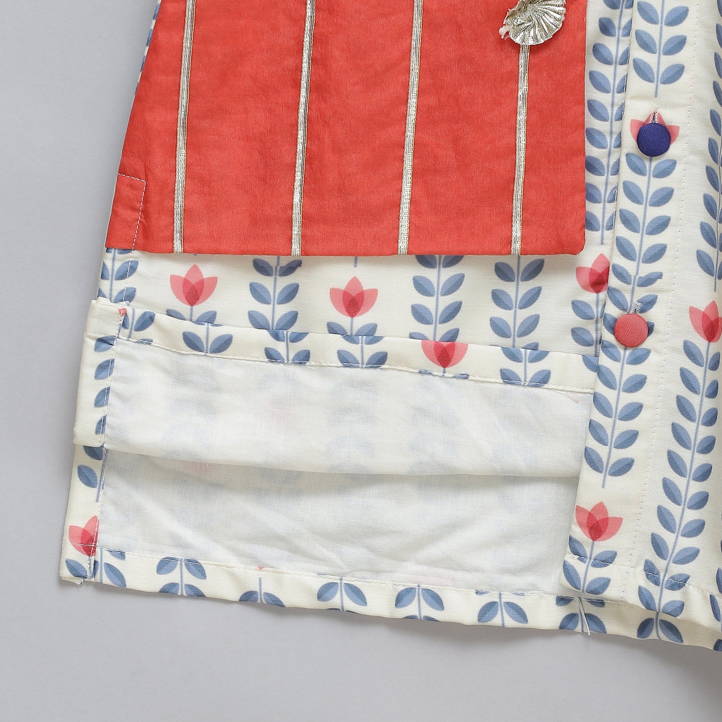 Off White tulip printed Kurta Pyjama set