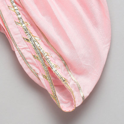 Off white / baby pink lotus Print Kurta Dhoti set