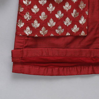 Maroon chanderi panel kurta Pyjama set
