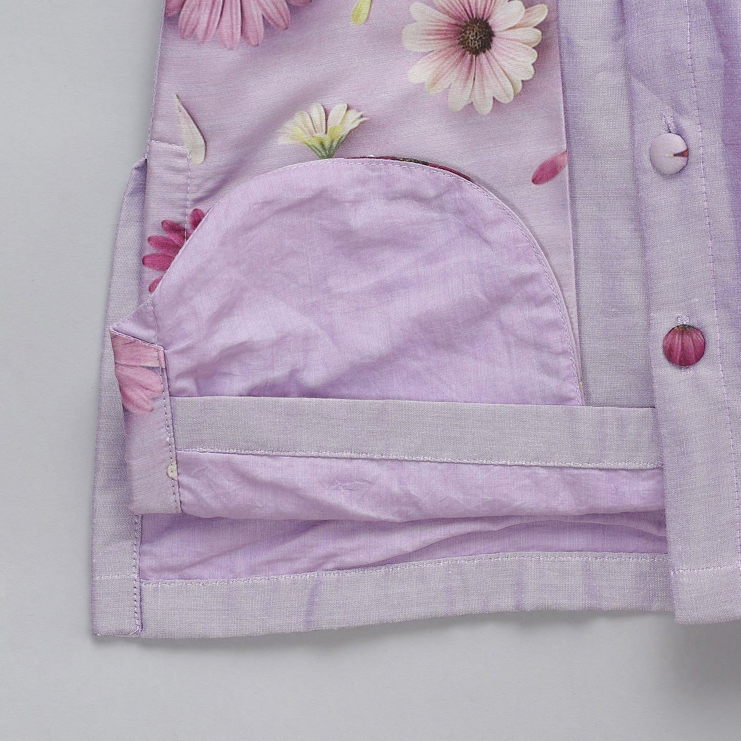 Lilac floral printed  kurta pyjama set