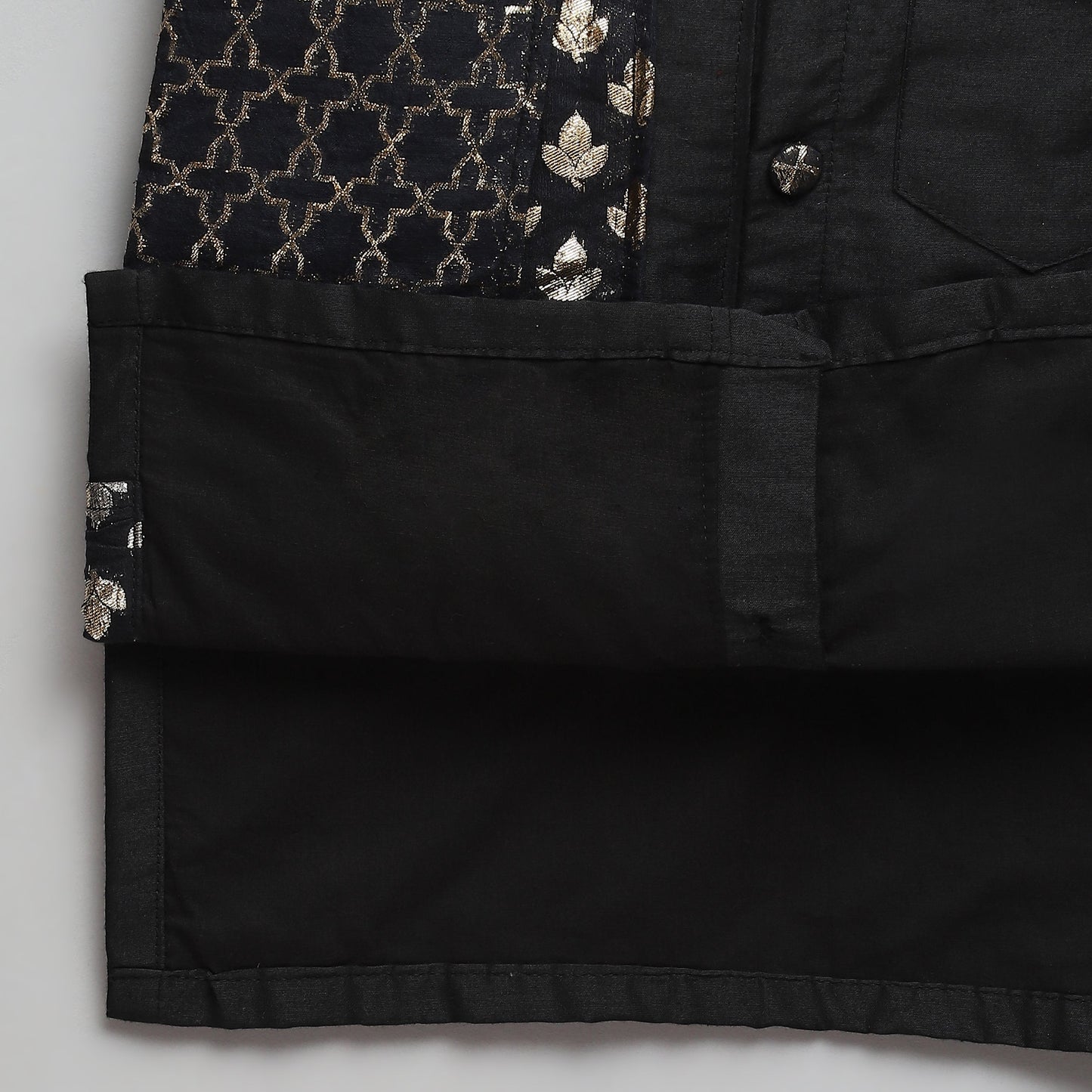 Black Kurta Pyjama with Attached jacket (Sale)