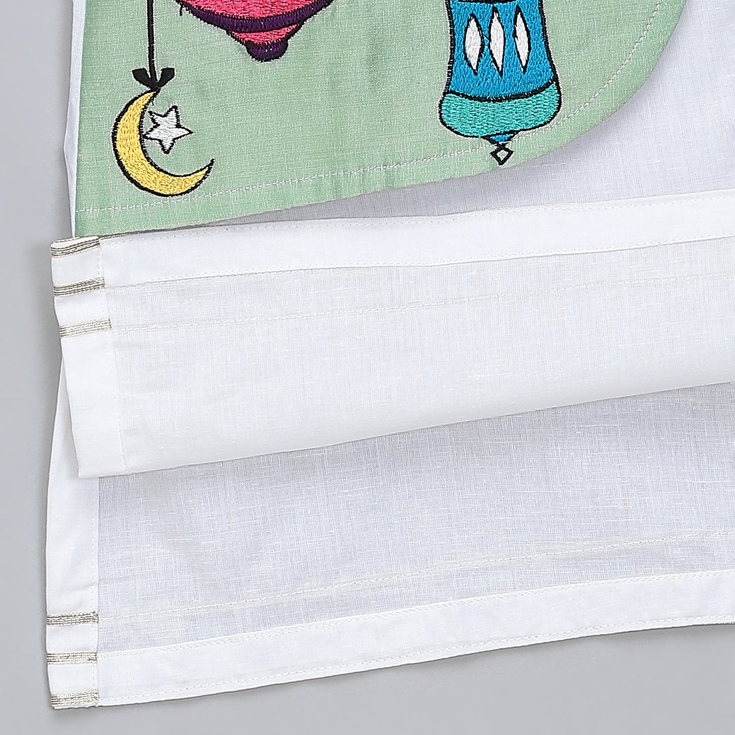 Eid embroidered White Green  Kurta Pyjama set