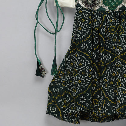 Green Bandhini peplum blouse lehnga set