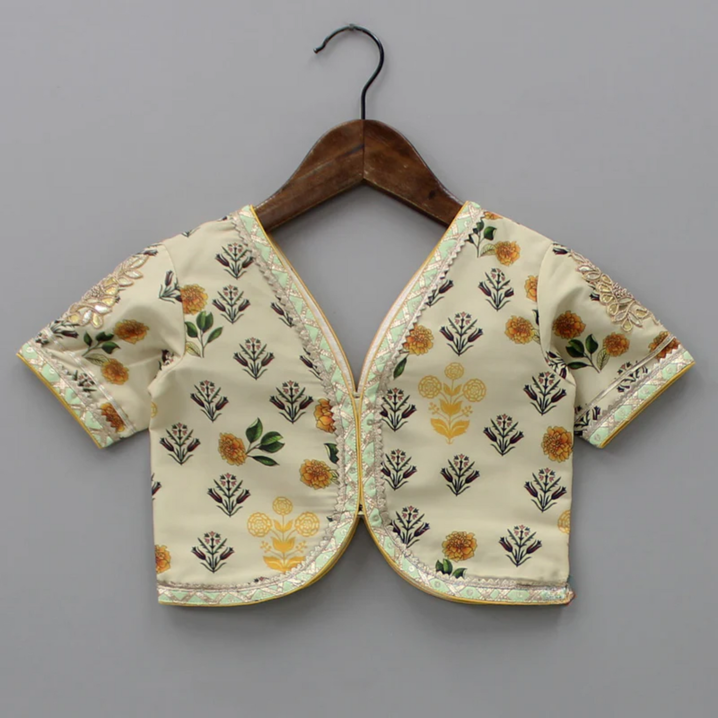Floral Printed Crop Top With Lehenga And Net Dupatta (Sale)