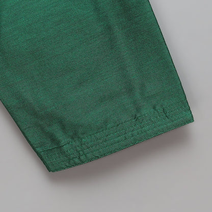 Green Kurta Pyjama with Attached Brocade jacket -1