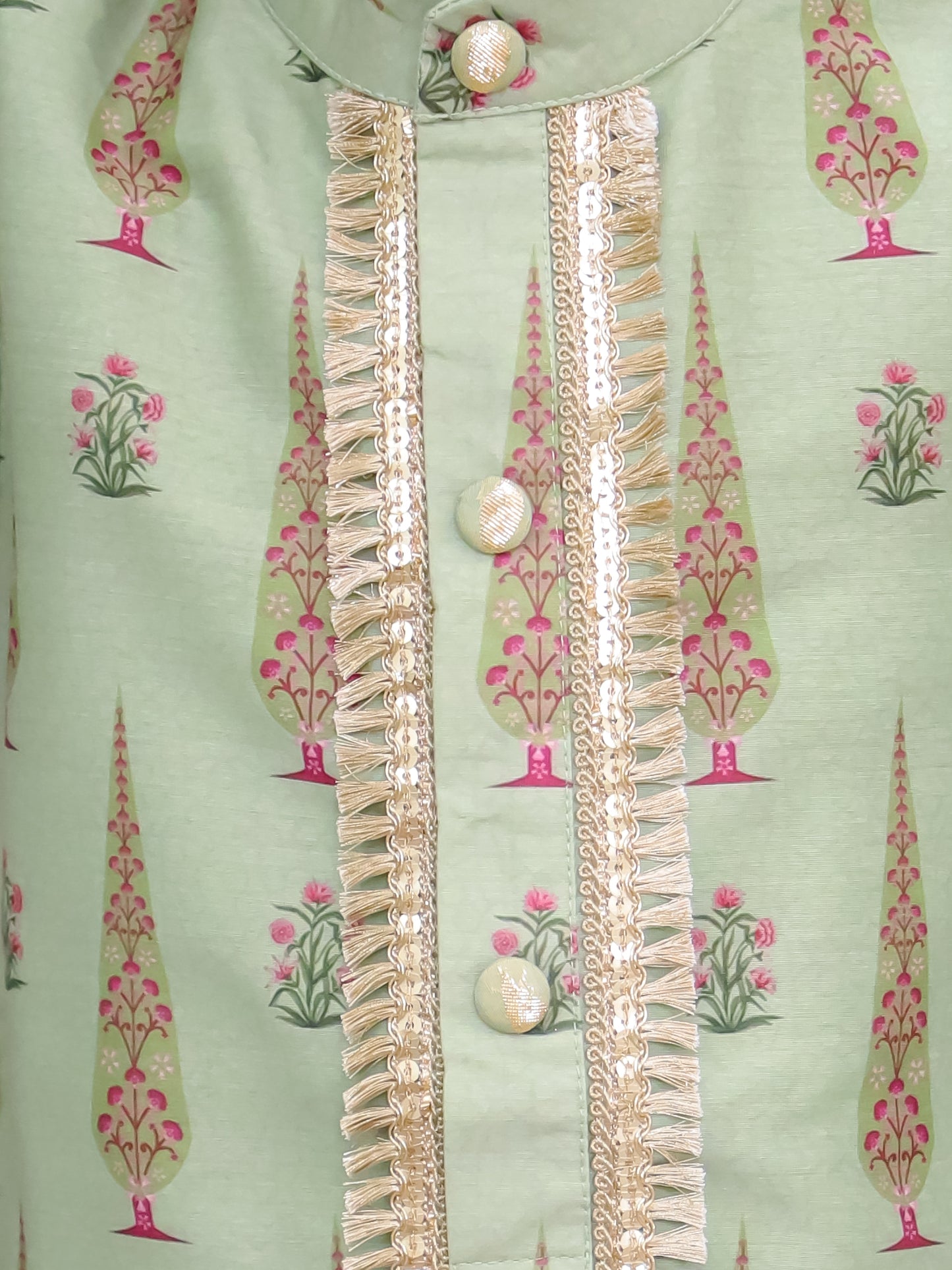 Mint green mughal print kurta set