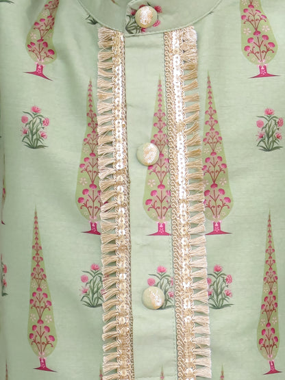 Mint green mughal print kurta set