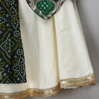 Green Bandhini peplum blouse lehnga set