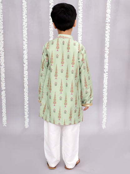 Mint green mughal print kurta set