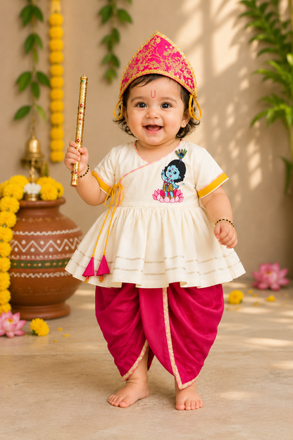 Krishna embroidered Kurta Dhoti
