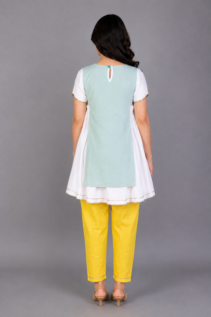 Kite Embroidered Blue white frock Pyjama set