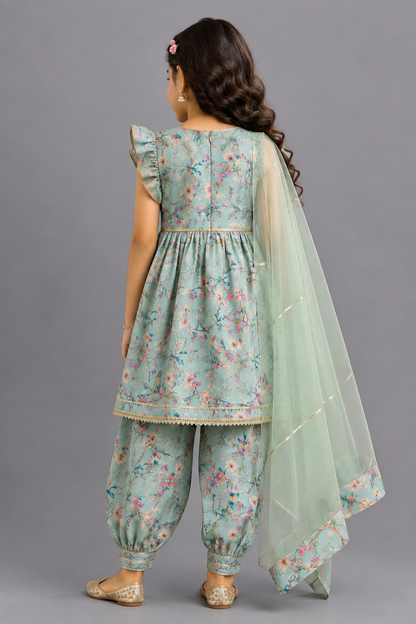 Green Bird Printed Kurta set