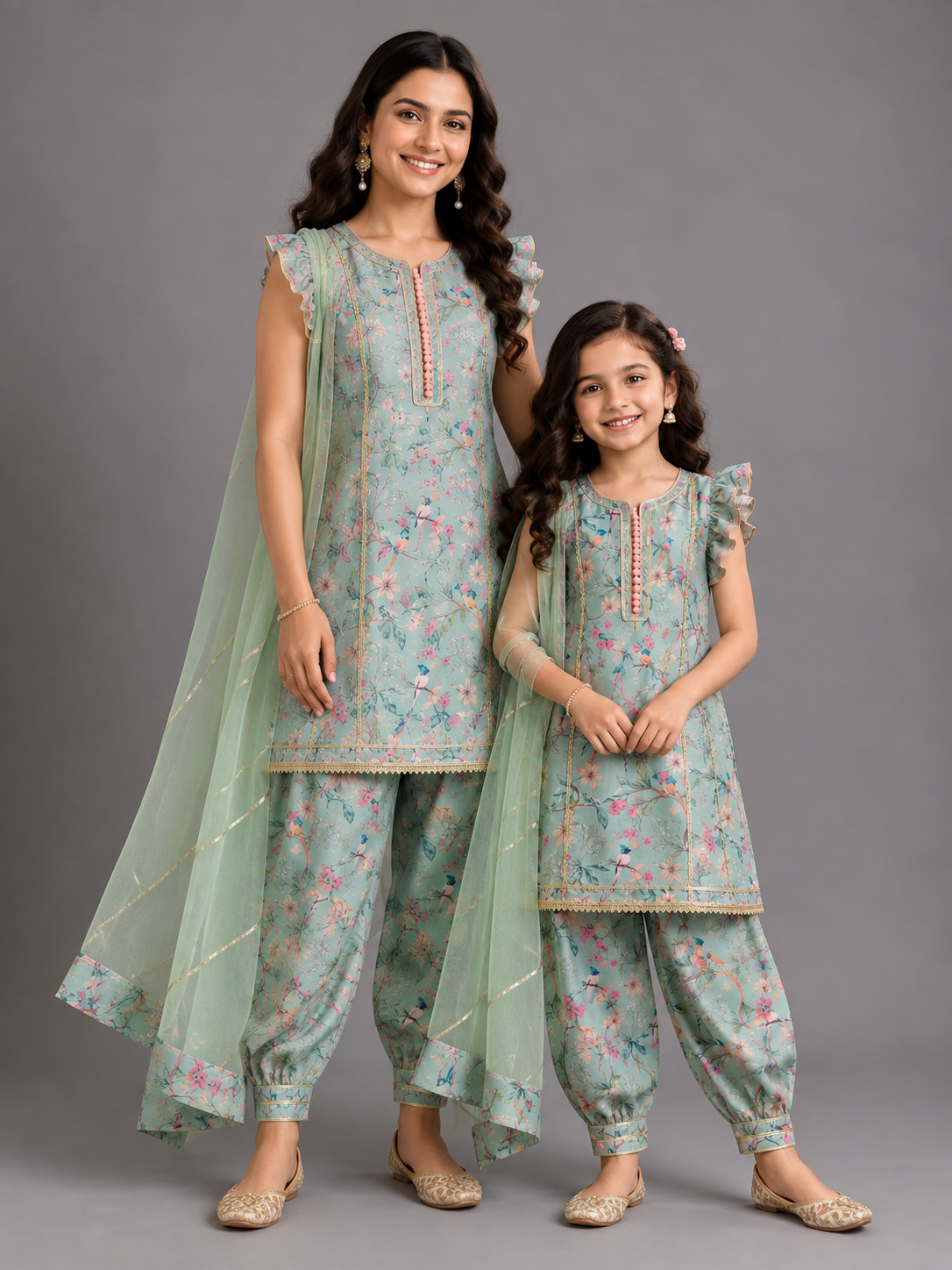Green Bird Printed Kurta set