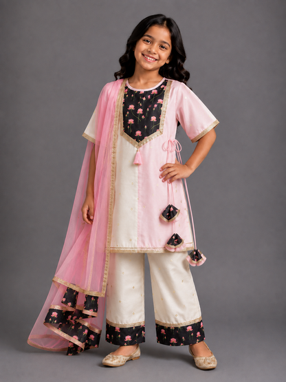 Double Shanded Lotus Printed A-Line Suit Set