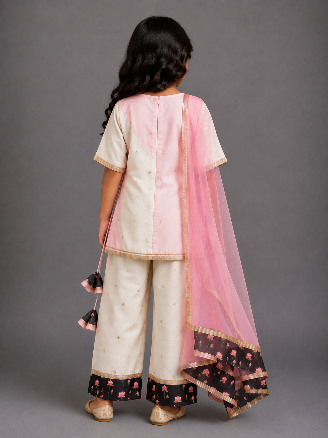 Double Shanded Lotus Printed A-Line Suit Set