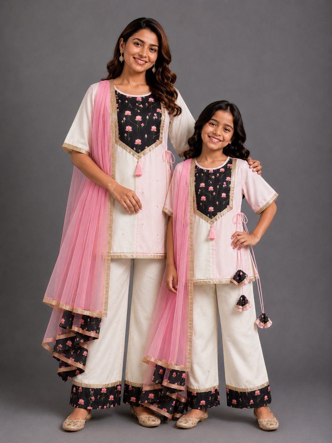 Double Shanded Lotus Printed A-Line Suit Set