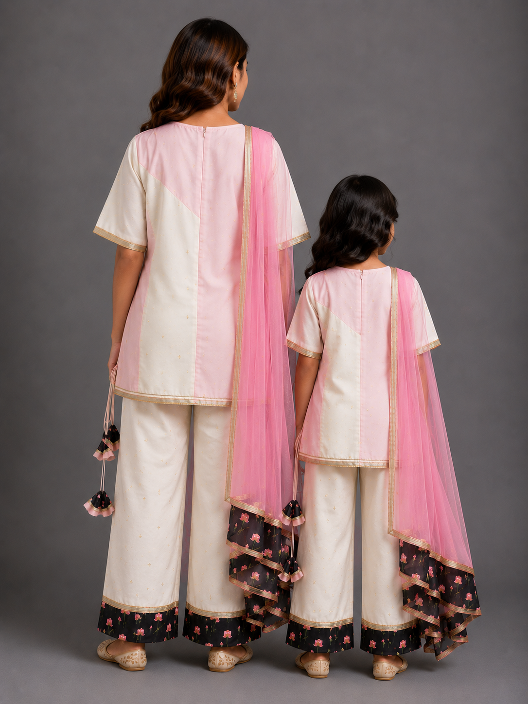 Double Shanded Lotus Printed A-Line Suit Set
