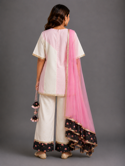 Double Shanded Lotus Printed A-Line Suit Set