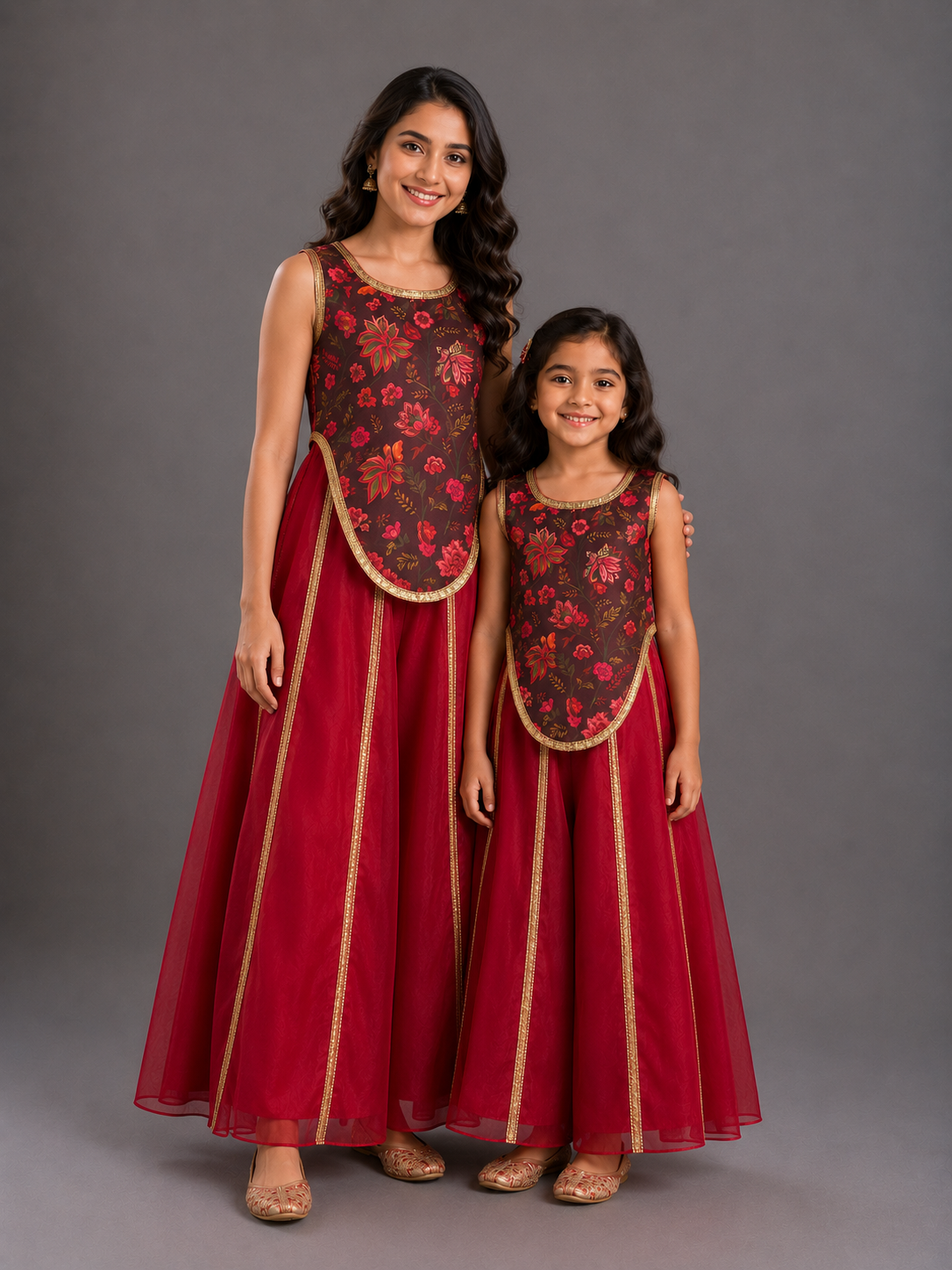 Maroon Printed Crop Top Pallazo set