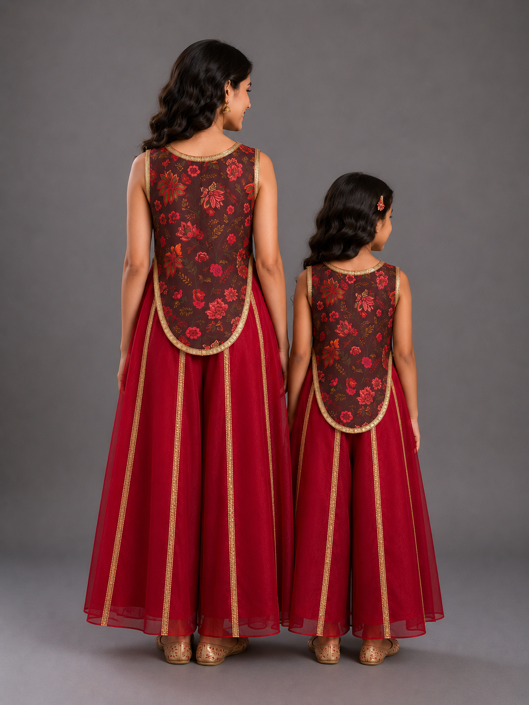 Maroon Printed Crop Top Pallazo set