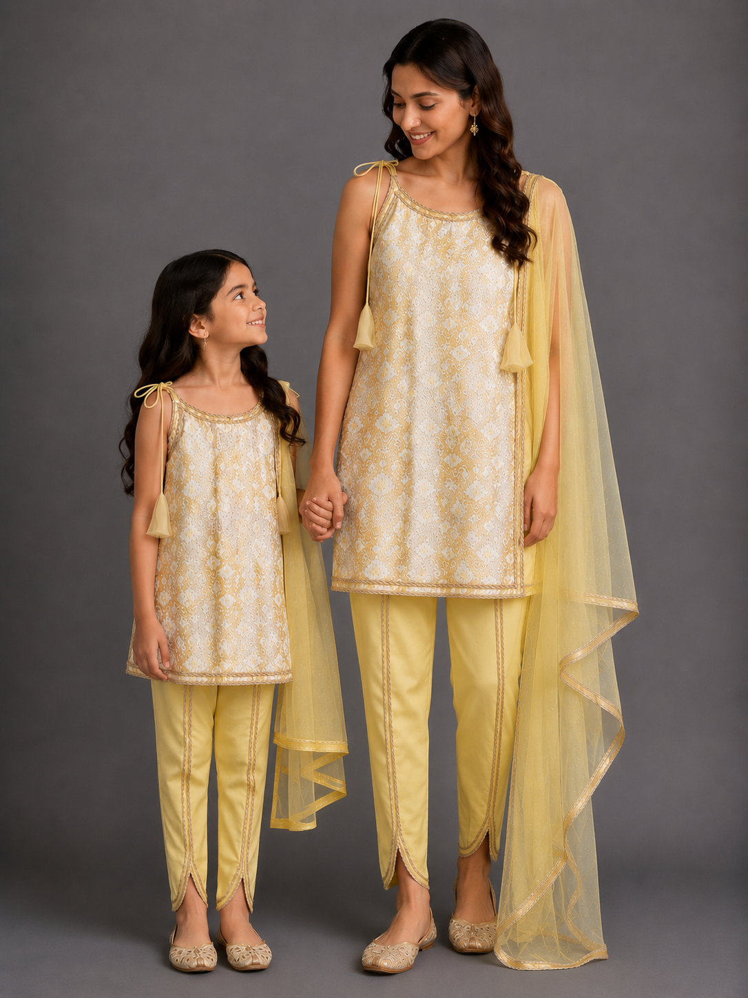 Yellow Sequined Strapy kurta Dhoti Set