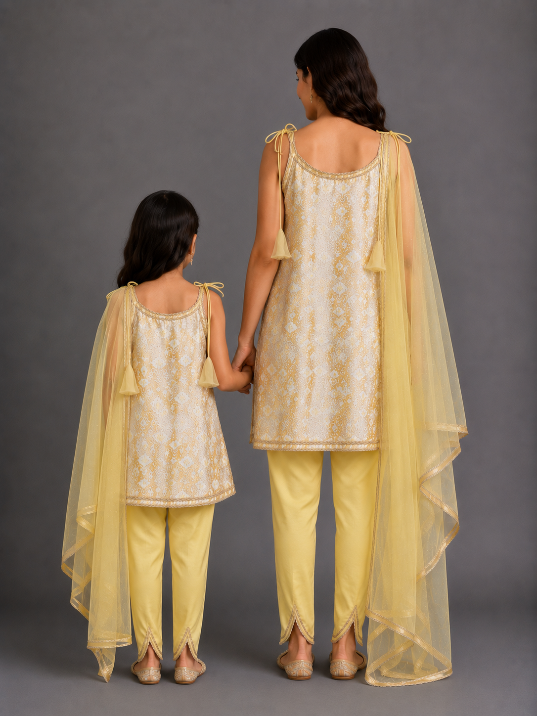Yellow Sequined Strapy kurta Dhoti Set