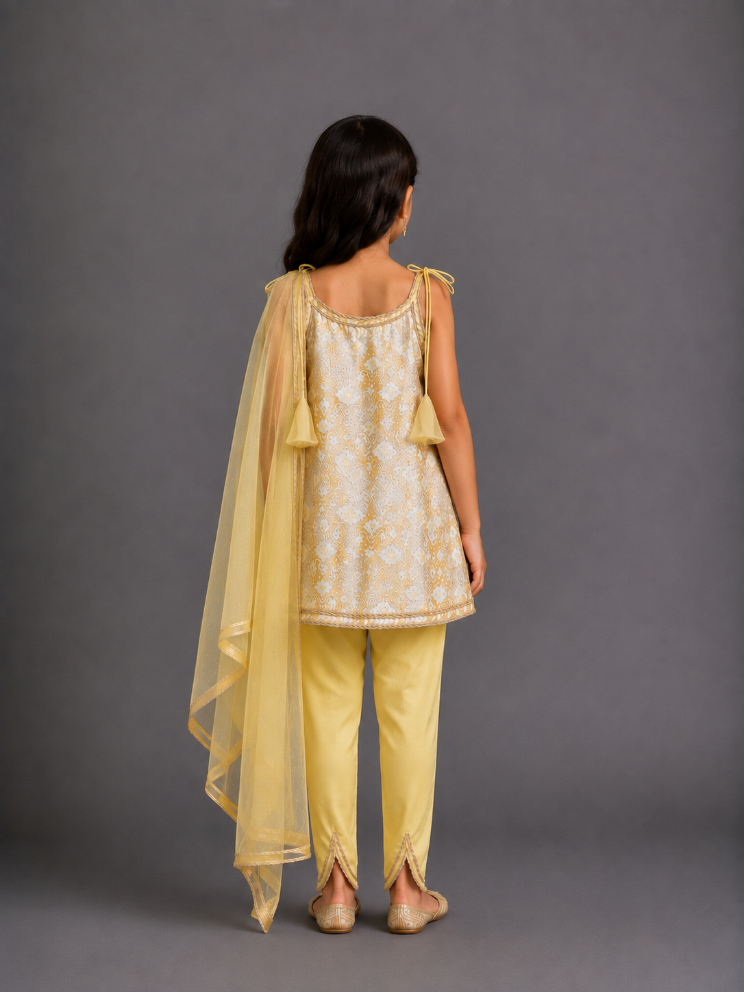 Yellow Sequined Strapy kurta Dhoti Set