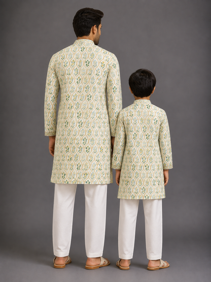 Off white Kurta with Chanderi hem finishings
