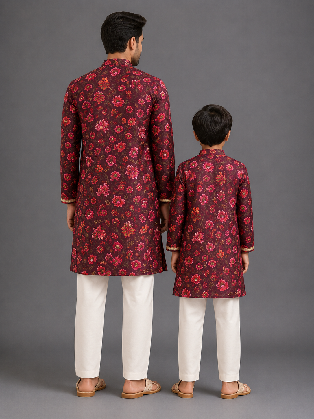 Deep Red Printed Kurta with Pyjamas
