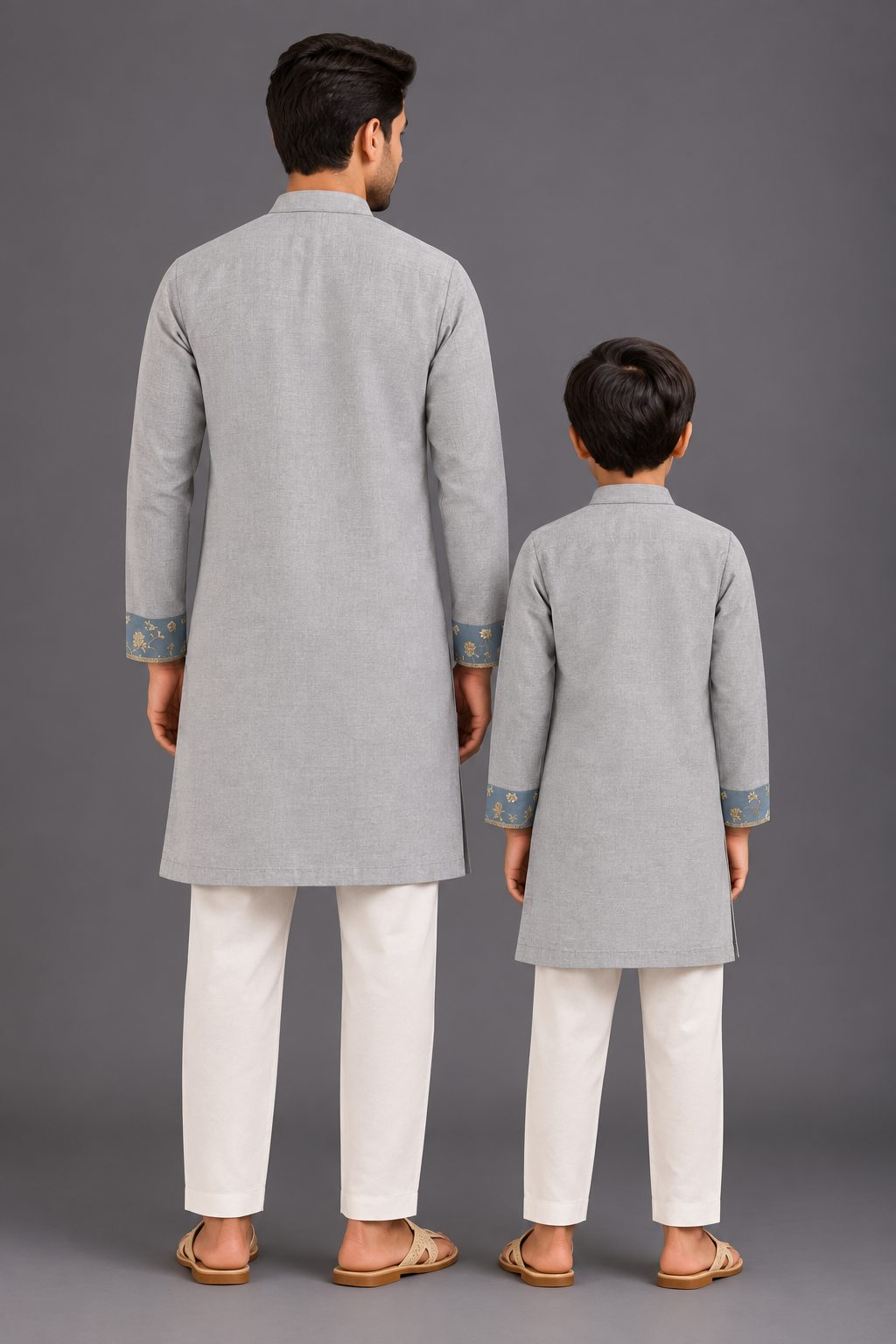 Grey Embroidered Yoke kurta set
