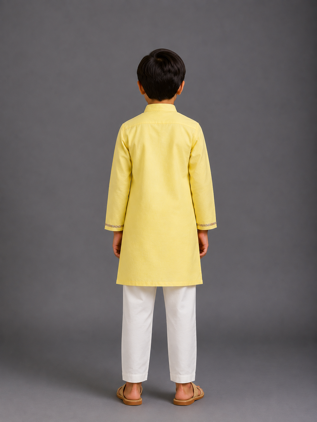Yellow Embroidered Sequined Yoke kurta Pyjama Set